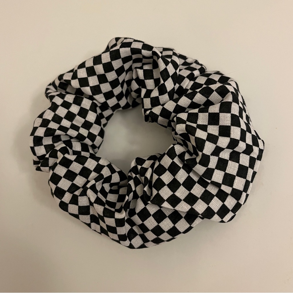 $4 Add-On New Hair Scrunchie Handmade Ponytail Elastic Hair Accessory Checker